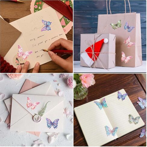 80pcs Glitter Butterfly Stickers Holographic Waterproof Clear Transparent Butterfly Stickers for Scrapbooking Sparkly Crystals Resin Sticker Decals for Journaling Water Bottles Planner Laptop in Saudi Arabia