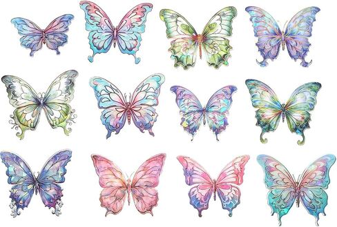 80pcs Glitter Butterfly Stickers Holographic Waterproof Clear Transparent Butterfly Stickers for Scrapbooking Sparkly Crystals Resin Sticker Decals for Journaling Water Bottles Planner Laptop in Saudi Arabia