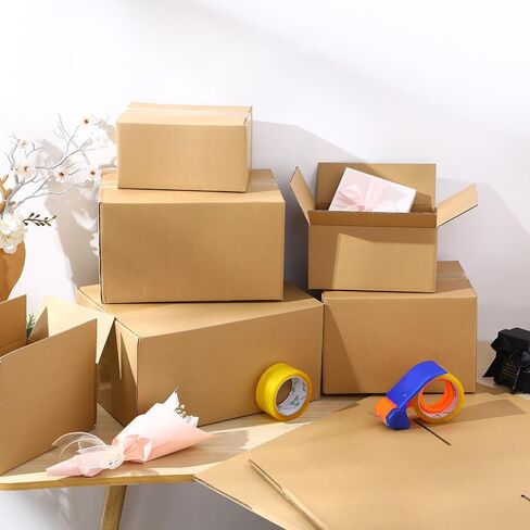 32 Pack 4 Sizes Shipping Boxes Mailers Corrugated Cardboard Box Kraft Mailing Boxes Small Packing Box with Packaging Tape for Shipping Packing Mailing (Kraft Color) in Saudi Arabia