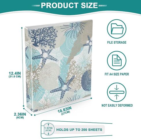 Cute Corals Seashells Decorative 3 Ring Binder 2 Inch Large View Binders with Pockets File Organizer for Office College School, 1Pack in Kuwait