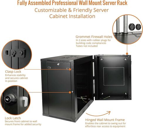 Fully Welded Server Cabinet, 12U Wall Mount Rack, 17.7inch Depth Network Rack, Mesh Door, Swing Out, Load Bearing 242lbs (110 kg), Network Cabinet for 19in Computer/AV/Data/IT Equipment in Kuwait