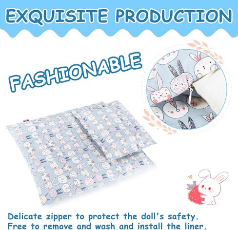 2-PC مجموعة دمية الفراش مع المعزي والوسادة ، وملحقات فراش دمية طباعة قابلة للانعكاس ، وتناسب دمى الفتيات الأمريكية وغيرها من دمى 18 بوصة in Kuwait