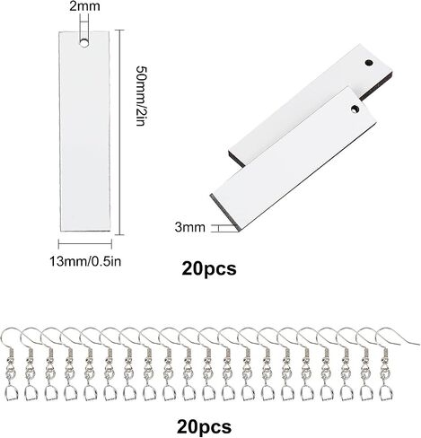 SUNNYCLUE 1 Box DIY Make 10 Pairs Sublimation Earring Blank Heat Transfer Wire Hooks Earrings Unfinished MDF Material Rectangle Earring Pendants for Jewelry Making DIY Craft in Saudi Arabia