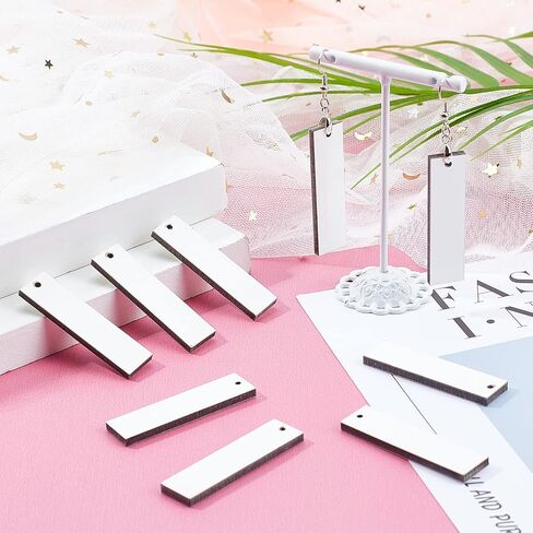 SUNNYCLUE 1 Box DIY Make 10 Pairs Sublimation Earring Blank Heat Transfer Wire Hooks Earrings Unfinished MDF Material Rectangle Earring Pendants for Jewelry Making DIY Craft in Saudi Arabia