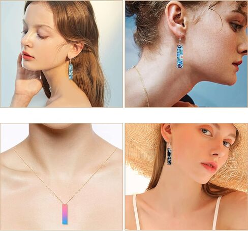 SUNNYCLUE 1 Box DIY Make 10 Pairs Sublimation Earring Blank Heat Transfer Wire Hooks Earrings Unfinished MDF Material Rectangle Earring Pendants for Jewelry Making DIY Craft in Saudi Arabia