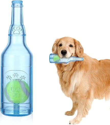 Water Bottle Dog Toy for Aggressive Chewers,Ball in Bottle Rubber Dog Toy,Cute Interactive Pet Rubber Cruncher for Dogs Aggressive Chewers Large/Medium/Small(Blue) in Kuwait