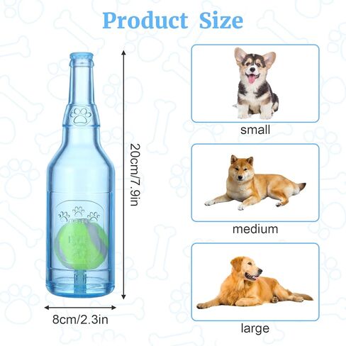 Water Bottle Dog Toy for Aggressive Chewers,Ball in Bottle Rubber Dog Toy,Cute Interactive Pet Rubber Cruncher for Dogs Aggressive Chewers Large/Medium/Small(Blue) in Kuwait