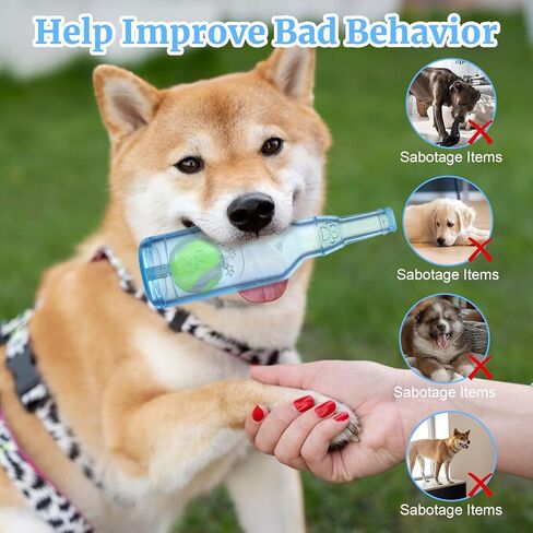 Water Bottle Dog Toy for Aggressive Chewers,Ball in Bottle Rubber Dog Toy,Cute Interactive Pet Rubber Cruncher for Dogs Aggressive Chewers Large/Medium/Small(Blue) in Kuwait