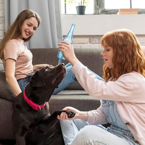 Water Bottle Dog Toy for Aggressive Chewers,Ball in Bottle Rubber Dog Toy,Cute Interactive Pet Rubber Cruncher for Dogs Aggressive Chewers Large/Medium/Small(Blue) in Kuwait