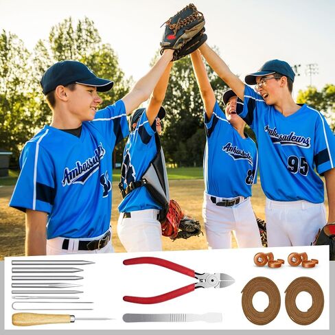 Fabbay 16 Pcs Glove Relacing Kit Glove Care Kit 2 Pcs 78.74 Inch Leather Laces 4 Pcs Glove Locks 7 Pcs Lacing Needle U Wire Needle Leather Cutter Scratch Awl Tool for Baseball Softball Mitt Repair in Saudi Arabia