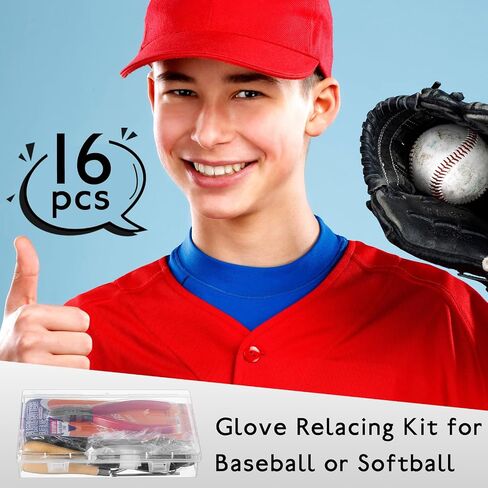 Fabbay 16 Pcs Glove Relacing Kit Glove Care Kit 2 Pcs 78.74 Inch Leather Laces 4 Pcs Glove Locks 7 Pcs Lacing Needle U Wire Needle Leather Cutter Scratch Awl Tool for Baseball Softball Mitt Repair in Saudi Arabia