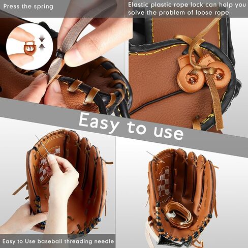 Fabbay 16 Pcs Glove Relacing Kit Glove Care Kit 2 Pcs 78.74 Inch Leather Laces 4 Pcs Glove Locks 7 Pcs Lacing Needle U Wire Needle Leather Cutter Scratch Awl Tool for Baseball Softball Mitt Repair in Saudi Arabia
