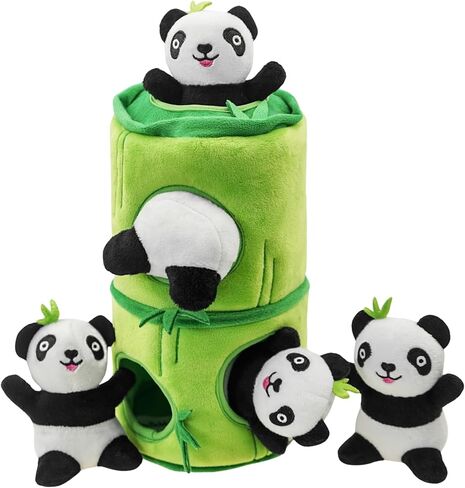 Dog Hide and Seek Toys Puppy Chew Squeaky Toys Plush Mushroom&Bamboo&Shell Hideout Stuffing with Squeakers Animals (Mushroom Hideout with 5 Hedgehog Brown) in Saudi Arabia