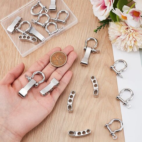 UNICRAFTALE 10 Sets Adjustable Black Screw Pin Shackle Survival Bracelet Clasps Metal Bow Anchor Shackle Clasps D Shackle Clips for Survival Bracelet Jewelry Making 27mm Long in Saudi Arabia