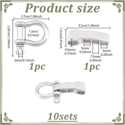 UNICRAFTALE 10 Sets Adjustable Black Screw Pin Shackle Survival Bracelet Clasps Metal Bow Anchor Shackle Clasps D Shackle Clips for Survival Bracelet Jewelry Making 27mm Long in Saudi Arabia