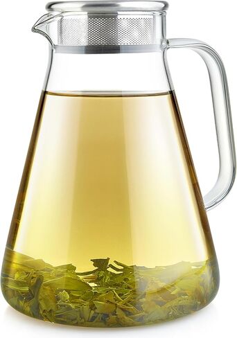 Teabloom One-Touch Tea Maker, 2-in-1 Teapot and Kettle with Stainless Steel Filter Lid for Loose Tea – Stain-free Borosilicate Glass Teapot (27 Oz) – Tea Connoisseur's Choice in Saudi Arabia