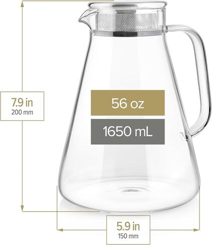 Teabloom One-Touch Tea Maker, 2-in-1 Teapot and Kettle with Stainless Steel Filter Lid for Loose Tea – Stain-free Borosilicate Glass Teapot (27 Oz) – Tea Connoisseur's Choice in Saudi Arabia