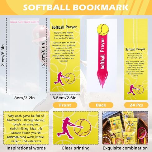 Liyiq 72 PCS Ballball Party Forms Favors Softball Team Gifts Softball Goodie Bags Stuffers Softball Point Absmark Card in Kuwait