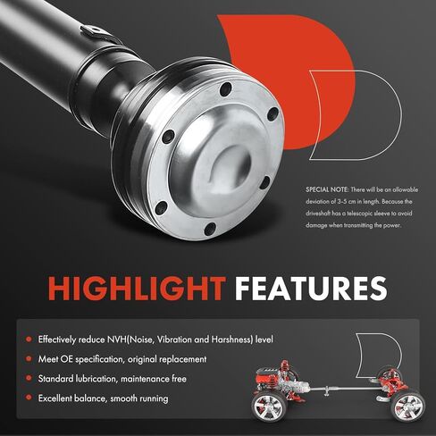 A-Premium Front [ناقل حركة أوتوماتيكي 4WD] عمود محرك عمود المروحة متوافق مع Jeep Liberty 2002 2003 2004 2005 2006 2007 V6 3.7L، استبدال # 52111596AB 52111596AA in Kuwait