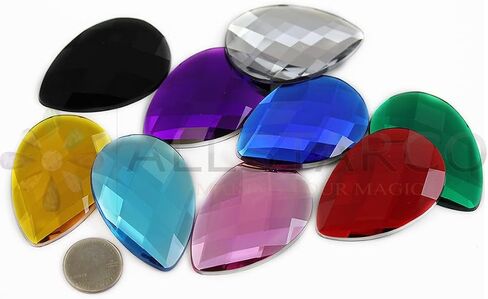 Allstarco 62x42mm Extra Large Flat Back Teardrop Acrylic Rhinestones Plastic Gems for Jewelry Making Costume Jewels Cosplay Card Making Embelishments Decor Crafts - 2 Pieces (Blue Aqua H109) in Saudi Arabia
