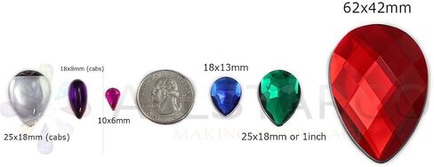 Allstarco 62x42mm Extra Large Flat Back Teardrop Acrylic Rhinestones Plastic Gems for Jewelry Making Costume Jewels Cosplay Card Making Embelishments Decor Crafts - 2 Pieces (Blue Aqua H109) in Saudi Arabia