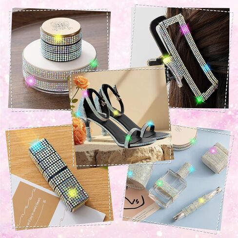 10-Yard Rhinestone Ribbon Self Adhesive Crystal Rhinestones, 2-Rows Bedazzling Strips, 10-Yard Rhinestone Strips for DIY Craft, Rhinestones for Crafting, Home Decor, Transparent Crystal in Kuwait