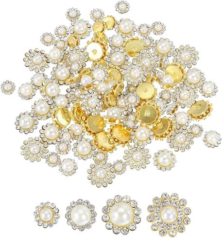 PATIKIL 200 Pcs Sew on Rhinestones Crystals 8mm 10mm 12mm 14mm, 3 Layers Sewing Flower Claw Rhinestones Glass Gems Metal Base for DIY Craft Dress Clothes Belt Decoration, Gold/Red in Saudi Arabia