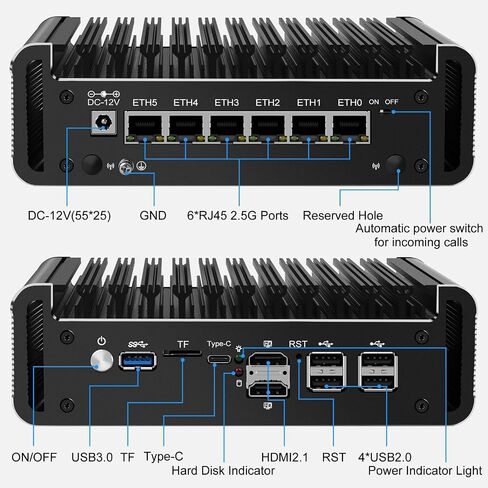 Firewall Micro Appliance, Fanless Mini PC Intel N100 Quad Core, VPN, Router PC, AES-NI, 4 Intel 2.5GbE I226-V LAN, 8GB DDR5 RAM 128GB SSD in Saudi Arabia