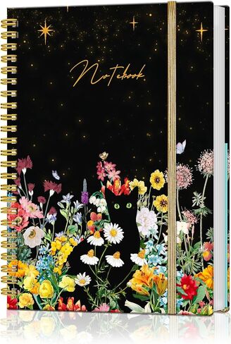 Pink Flower Spiral Notebook Journal for Women for College Ruled 8.3"x 5.9" with Pocket and 160 Lined Pages Floral Hardcover for Work Office for Bible in Kuwait
