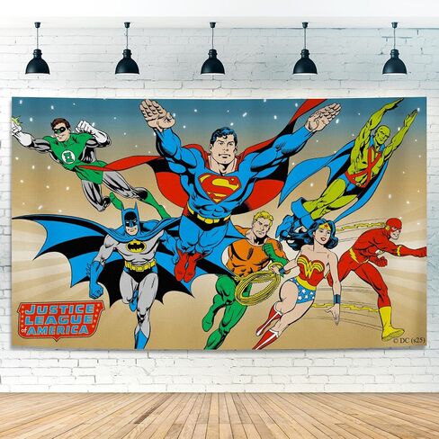 Superhero Backdrop for Birthday Party Decoration, 5x3FT Cool Party Banner | Officially Licensed Super Hero Wall Decor for Boys Birthday, Baby Shower, Kids Comic Theme Party, Photo Booth in Kuwait