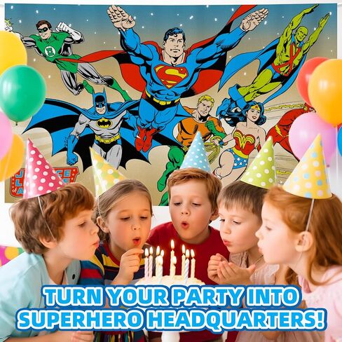 Superhero Backdrop for Birthday Party Decoration, 5x3FT Cool Party Banner | Officially Licensed Super Hero Wall Decor for Boys Birthday, Baby Shower, Kids Comic Theme Party, Photo Booth in Kuwait