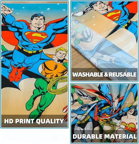 Superhero Backdrop for Birthday Party Decoration, 5x3FT Cool Party Banner | Officially Licensed Super Hero Wall Decor for Boys Birthday, Baby Shower, Kids Comic Theme Party, Photo Booth in Kuwait