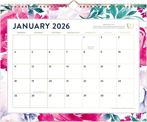 AT-A-GLANCE 2026 Wall Calendar, Simplified by Emily Ley, Monthly, 15" x 12", Medium, English Garden (EL46-707-26) in Saudi Arabia