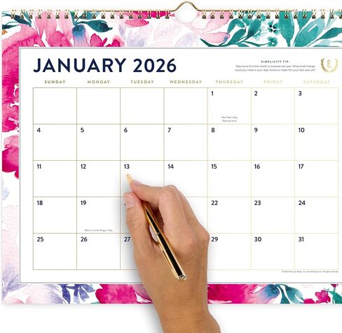 AT-A-GLANCE 2026 Wall Calendar, Simplified by Emily Ley, Monthly, 15" x 12", Medium, English Garden (EL46-707-26) in Saudi Arabia