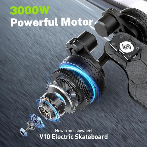 isinwheel V4/V6/V6pro/V8/V10 Electric Skateboard with Remote, 250W/450W/500W/1200W/3000W Brushless Motor, 9Mph/12Mph/30 Mph /32Mph Top Speed, Electric Longboard for Adults ＆Teens in Saudi Arabia
