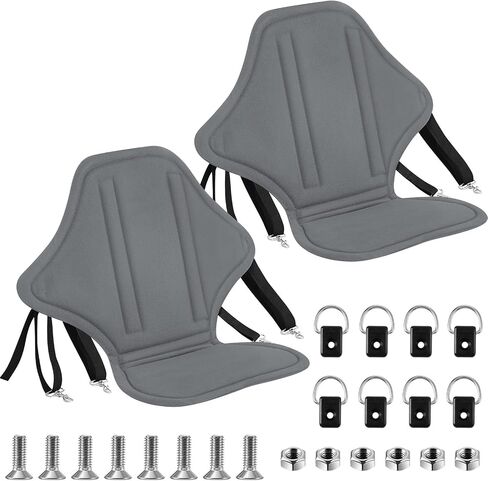 Lewtemi 2 Pcs Padded Kayak Seat Fishing Boat Seat with Storage Bag 8 Fixed D Rings Screws Detachable Paddle Board Seat Canoe Seat with Adjustable Back Strap for Summer SUP Canoe Universal Sit, Black in Saudi Arabia