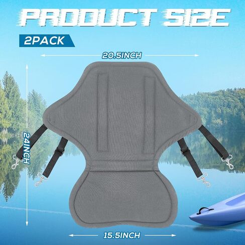 Lewtemi 2 Pcs Padded Kayak Seat Fishing Boat Seat with Storage Bag 8 Fixed D Rings Screws Detachable Paddle Board Seat Canoe Seat with Adjustable Back Strap for Summer SUP Canoe Universal Sit, Black in Saudi Arabia