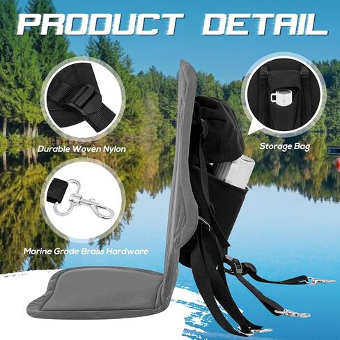 Lewtemi 2 Pcs Padded Kayak Seat Fishing Boat Seat with Storage Bag 8 Fixed D Rings Screws Detachable Paddle Board Seat Canoe Seat with Adjustable Back Strap for Summer SUP Canoe Universal Sit, Black in Saudi Arabia