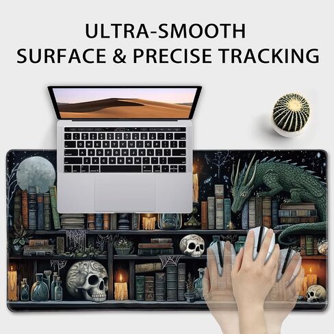 Mystical Gothic Library Large Gaming Mouse Pad 31.5"x15.7"｜ Vintage Book-Themed XXL Desk Mat, Non-Slip Rubber Base & Stitched Edges - Extended Mousepad for PC/Laptop/Office/Home Decor in Saudi Arabia