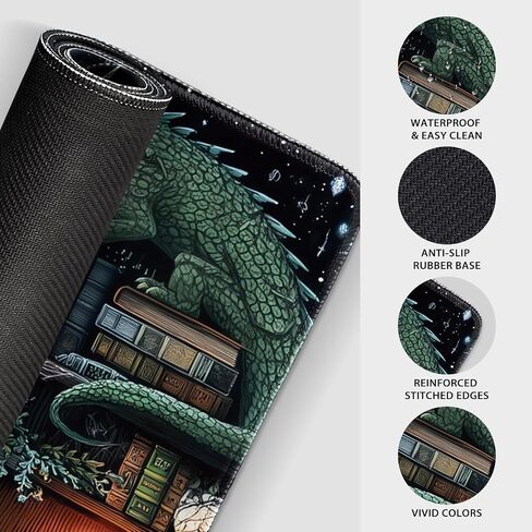 Mystical Gothic Library Large Gaming Mouse Pad 31.5"x15.7"｜ Vintage Book-Themed XXL Desk Mat, Non-Slip Rubber Base & Stitched Edges - Extended Mousepad for PC/Laptop/Office/Home Decor in Saudi Arabia
