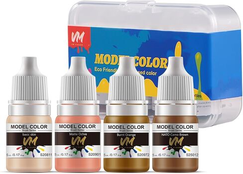 VM FIGURE Skin Tone Series Eco Friendly Water Based Color 4 Bottles x 5 ml (0.17 fl.oz.) Brush Paint Miniature Painting Kit Acrylic Resin Pigment for Models, Figures, and Crafts in Kuwait