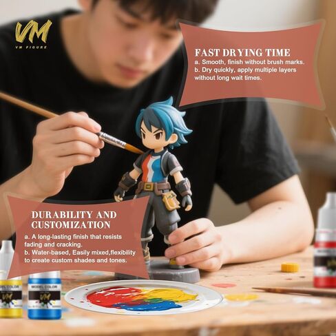VM FIGURE Skin Tone Series Eco Friendly Water Based Color 4 Bottles x 5 ml (0.17 fl.oz.) Brush Paint Miniature Painting Kit Acrylic Resin Pigment for Models, Figures, and Crafts in Kuwait