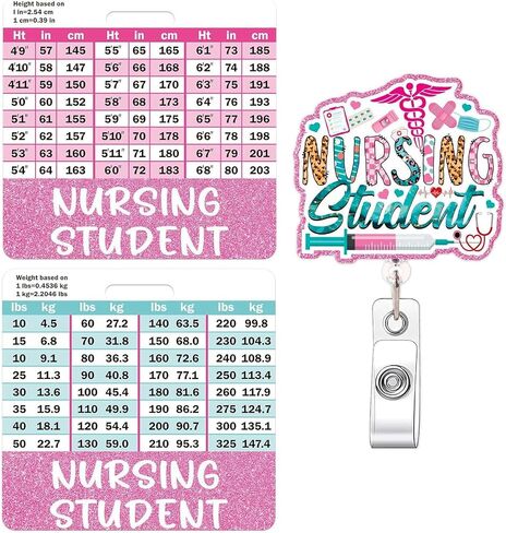 Nursing Student Badge Reel and Buddy,Badge Reel Retractable Badge Clip with w/Height & Weight Conversion Charts, Gifts for Nurse Student Doctor Medical Assistant Badge Accessories in Saudi Arabia