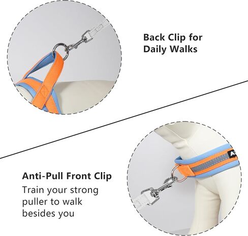 AIITLE Pet No Pull Dog Harness with Soft Comfortable Padded, Adjustable Reflective Escape Proof Tactical Dog Vest Harness, Quick Fit Dog Vest Harness for Medium Dogs Orange-Blue M in Saudi Arabia