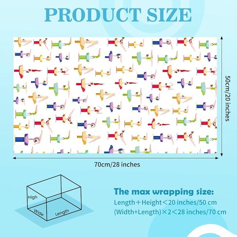Gymnastics Wrapping Paper 12 Sheets Gymnastics Girls Wrapping Paper Gifts Packing Paper Colorful Gift Wrap DIY Craft Art Paper for Birthday,Party 20"×28" in Saudi Arabia