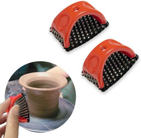 2 Pack Clay & Wood Rasp Tool with Ergonomic Handle - Shaping & Smoothing Tool for Pottery, Woodworking, and Ceramics, Ultra Sharp Steel Blade in Saudi Arabia