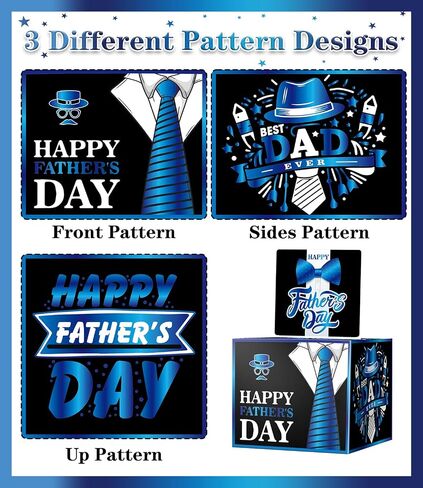 JWSCYSY Father's Day Money Box for Cash Gift Pull, Surprise Money Holder Cash Gift for Husband Dad Grandfather, DIY Fun Father's Day Gifts with Pull Out Card and 50Pcs Transparent Bags (Black Blue) in Saudi Arabia