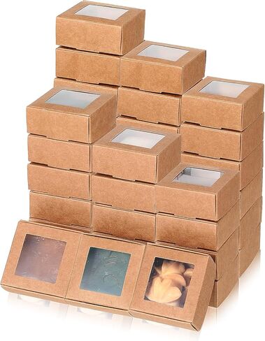 Maquita 100 PCS Soap Backaging Joxes with Window Mini Kraft Paper Boxes Bulk Treat Favor Boxes Rectangle Home Soap Joxes for Homemade Soap Making Cookies Candy Prese in Kuwait