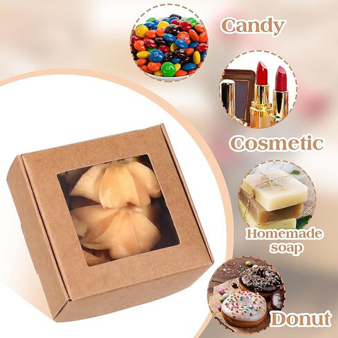 Maquita 100 PCS Soap Backaging Joxes with Window Mini Kraft Paper Boxes Bulk Treat Favor Boxes Rectangle Home Soap Joxes for Homemade Soap Making Cookies Candy Prese in Kuwait