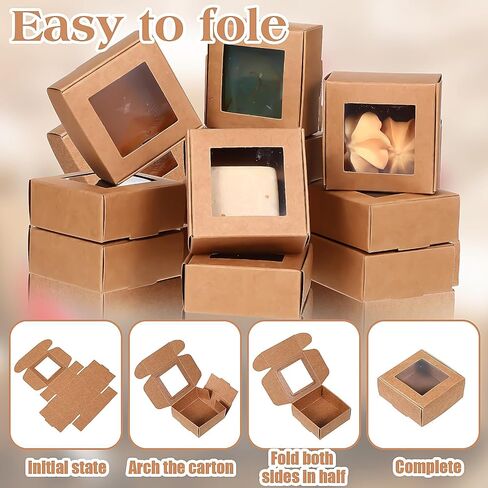 Maquita 100 PCS Soap Backaging Joxes with Window Mini Kraft Paper Boxes Bulk Treat Favor Boxes Rectangle Home Soap Joxes for Homemade Soap Making Cookies Candy Prese in Kuwait